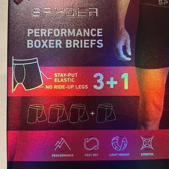 Spyder M Performance Boxer Briefs Polyester Spandex Lightweight Pack of 4 - Picture 11 of 11